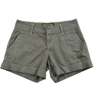 Dear John Denim Hickory Stripe Cuffed Shorts Gray Off White Size 25 Low Rise